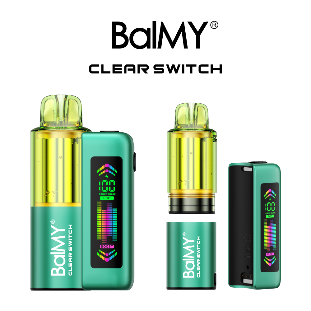 BalMY Clear Switch Pod system Kit 15ml prefilled cartridge visible juice