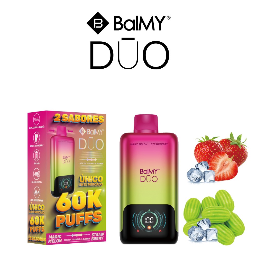 Disposable E-Cigarette BalMY DUO DUAL 40K MAGIC MELON-STRAWBERRY 0-5%  