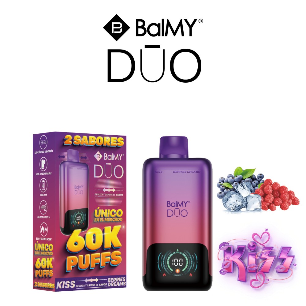 Disposable E-Cigarette BalMY DUO  DUAL 40K KISS-BERRIES DREAMS 0-5%   