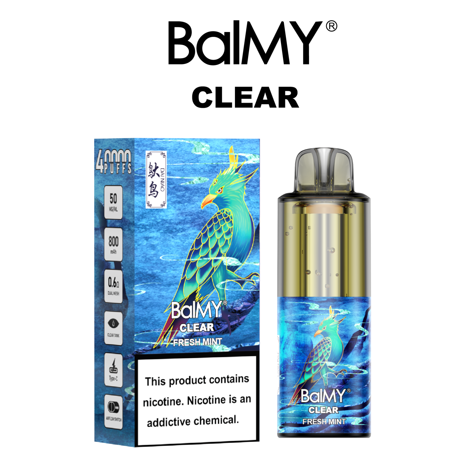 Fresh Mint BalMY Clear Disposable 40k Puffs 
