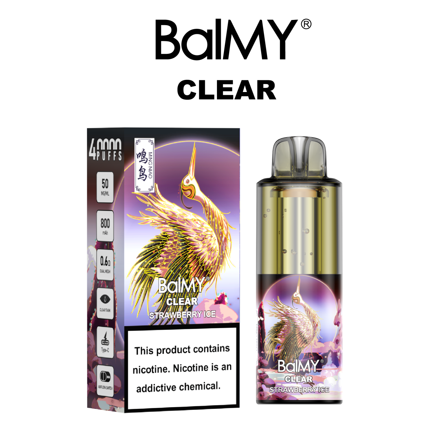 Strawberry Ice BalMY Clear Disposable 40k Puffs 