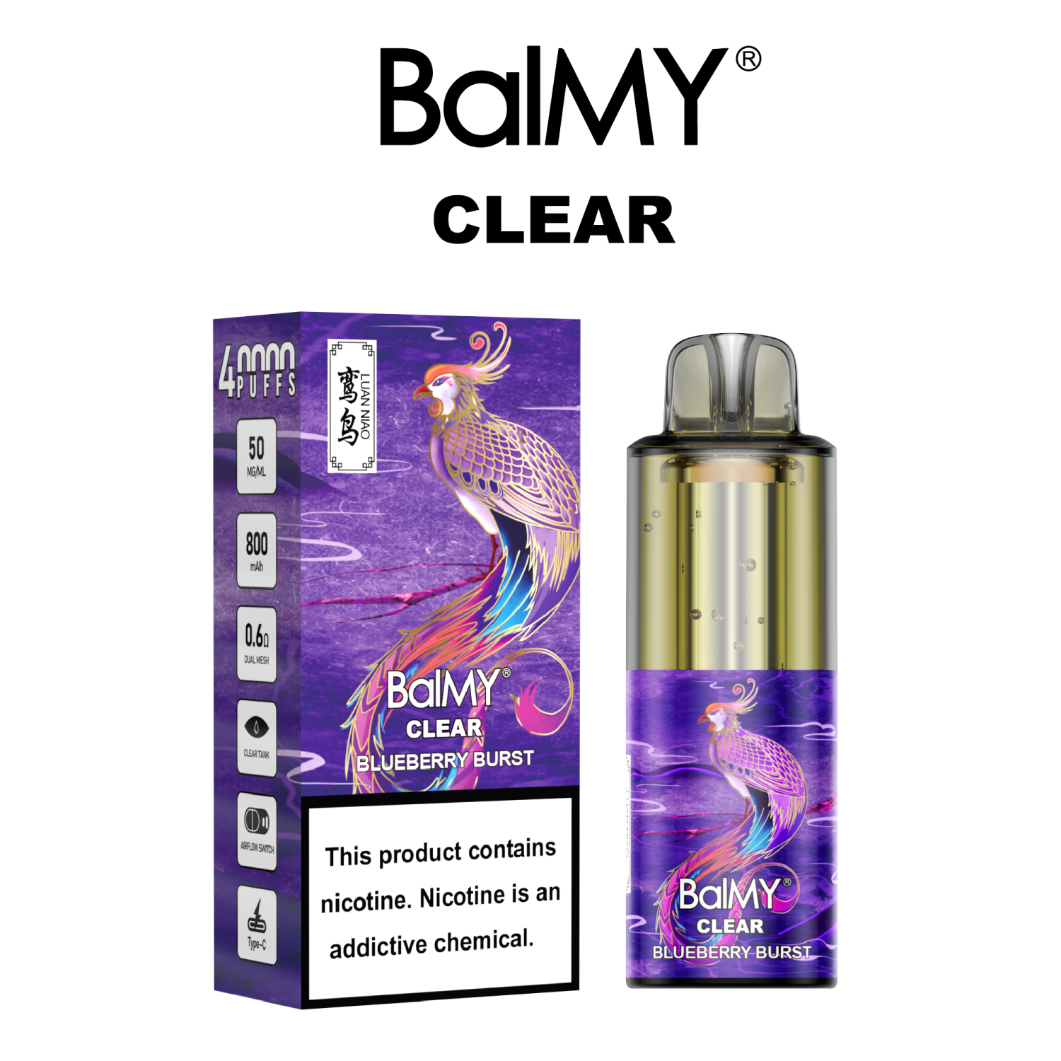 Blueberry Burst BalMY Clear Disposable 40k Puffs 